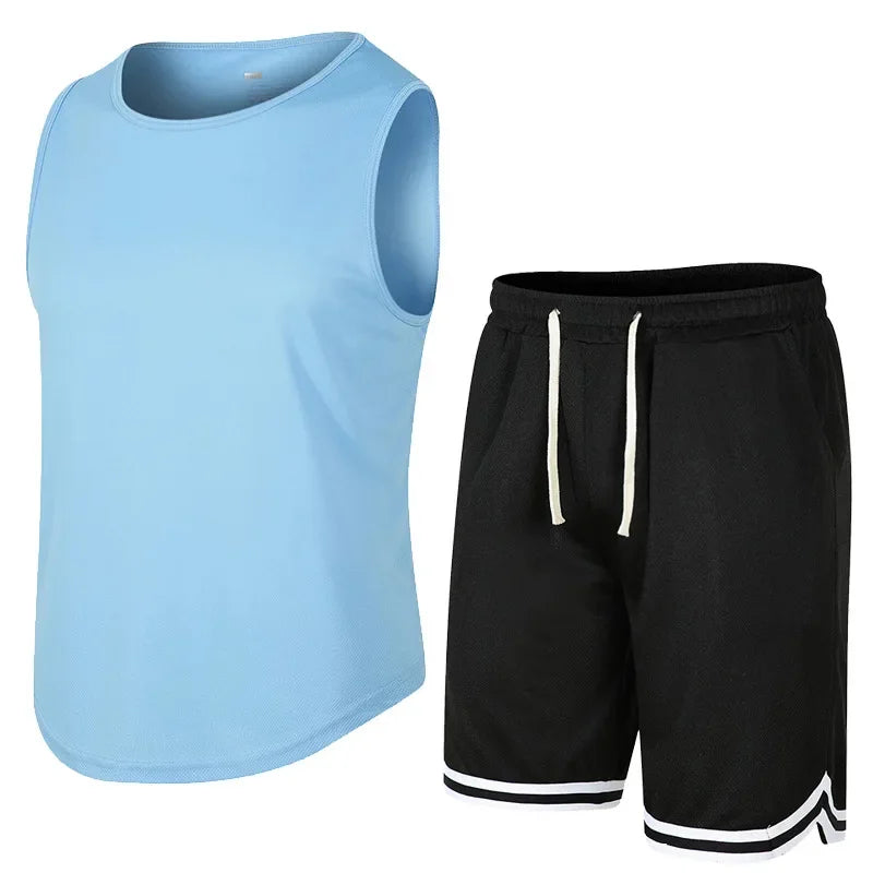 Men Sportswear Set Mesh Tank Shorts