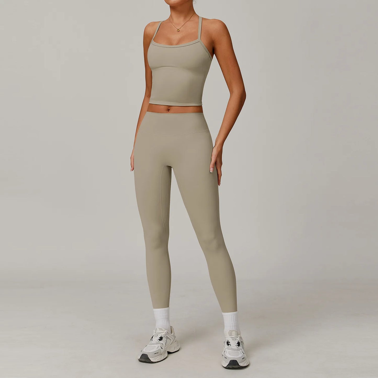 Women Yoga Set Crop Leggings