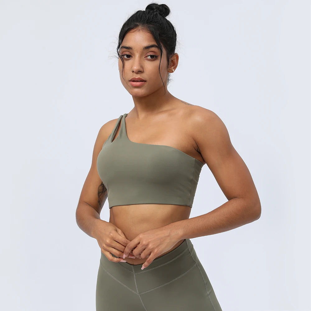 Women Sports Bra One Shoulder