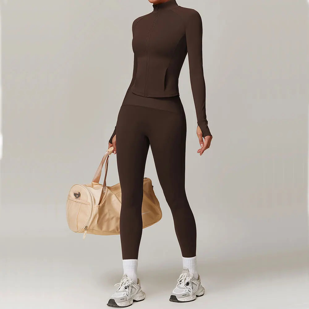 Women Yoga Set Jacket Bra Leggings