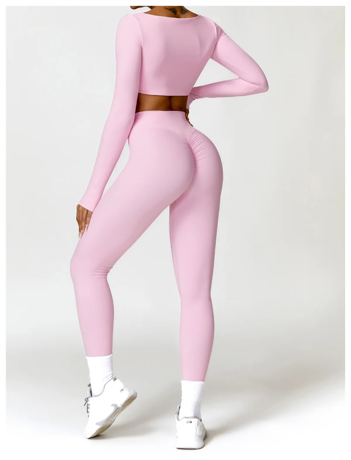 Women Yoga Set Long Sleeve Bra Leggings