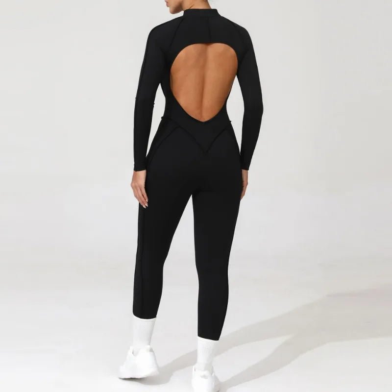 Women Jumpsuit Peach Hip Zipper