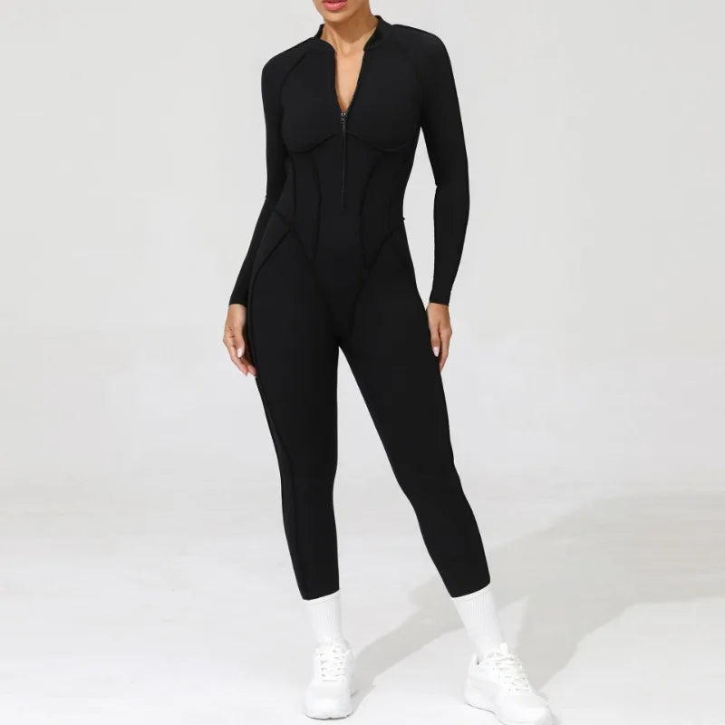 Women Jumpsuit Peach Hip Zipper