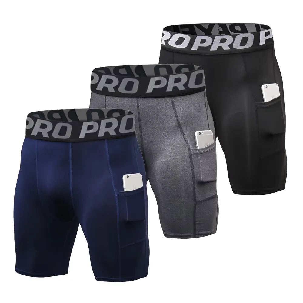 Men Gym Shorts Compression 3 Pack