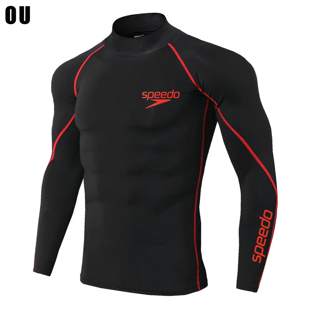Men Swimming Tights Rash Guard Set