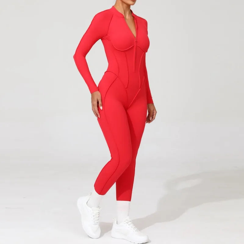 Women Jumpsuit Peach Hip Zipper