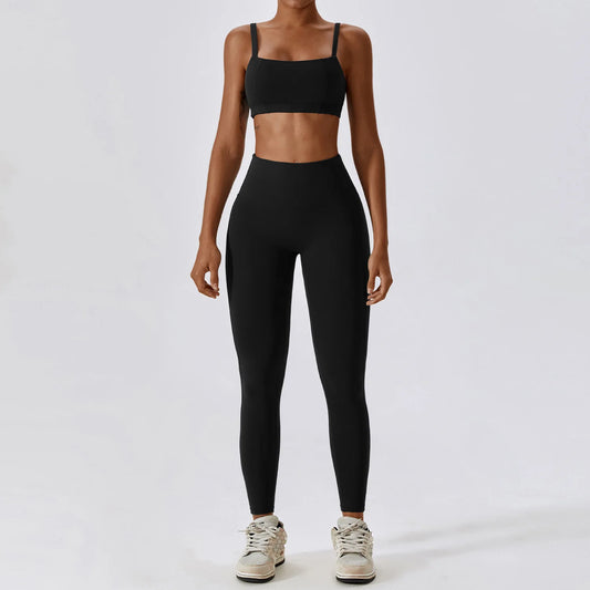 Women Yoga Set Nude Bra Leggings