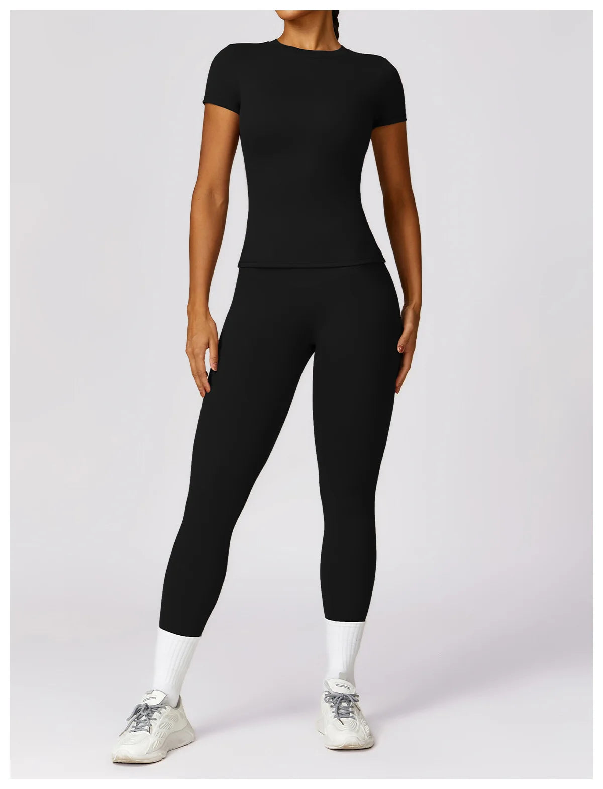 Women Yoga Set Pink Short Sleeve