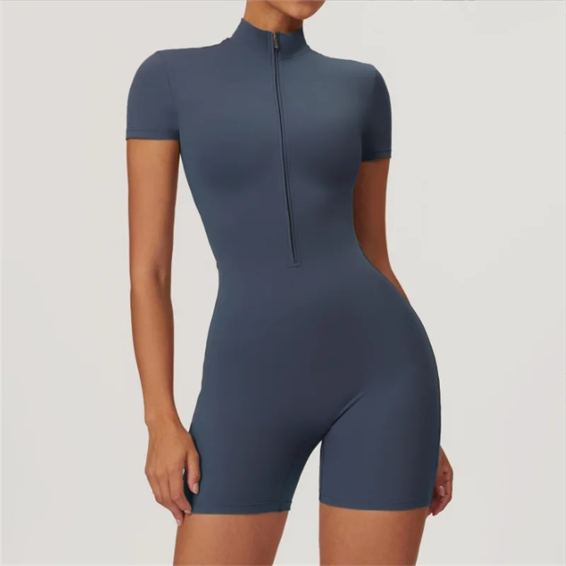 Women Jumpsuit Half Zip Tight Fit
