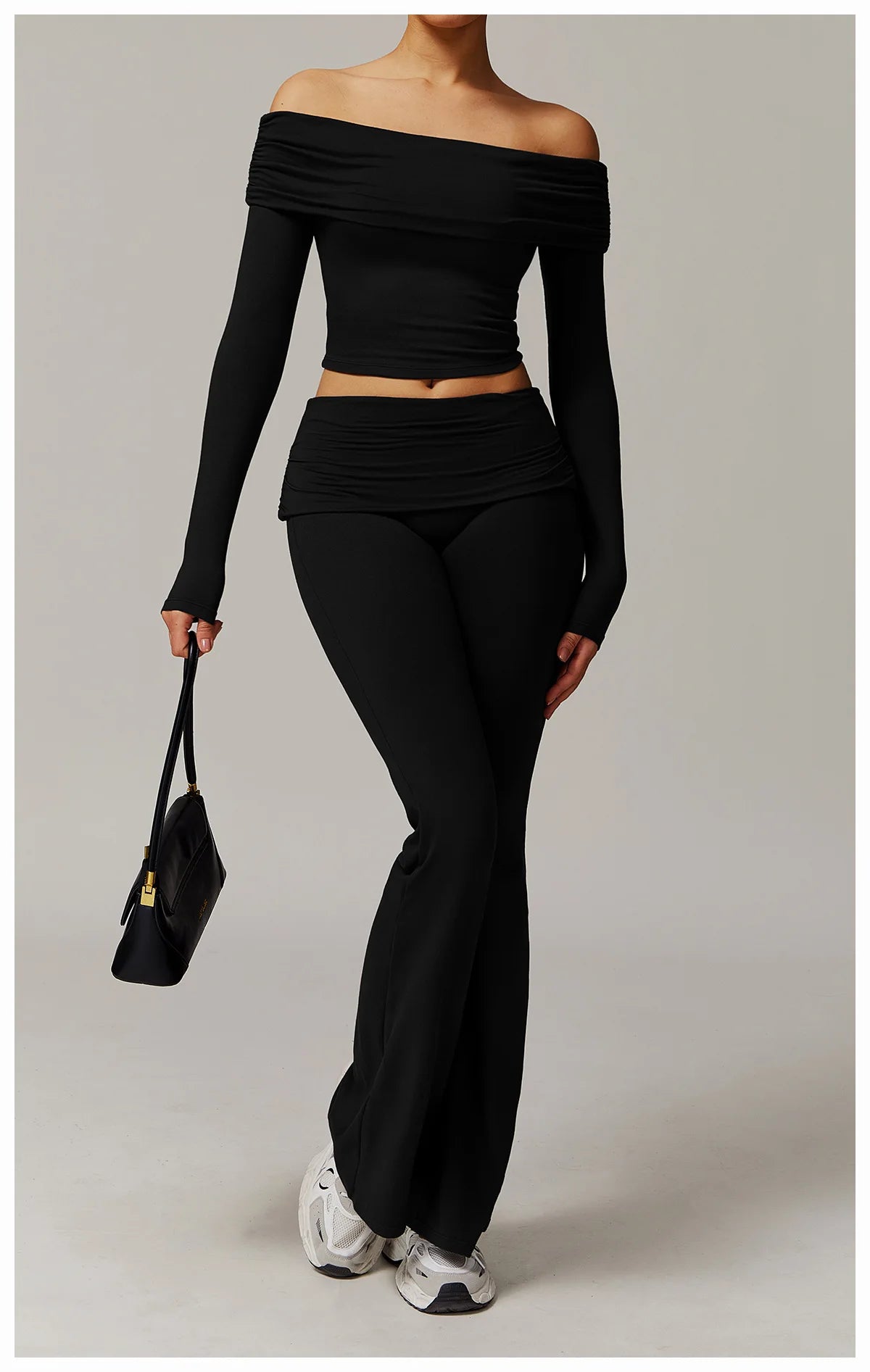 Women Yoga Set Long Sleeve Bell Pants