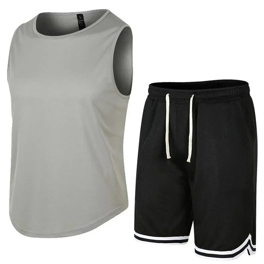 Men Sportswear Set Mesh Tank Shorts