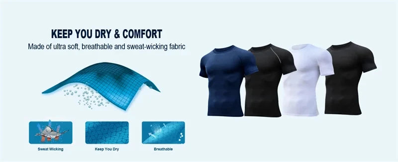 Men Rash Guard Shirt Short Sleeve