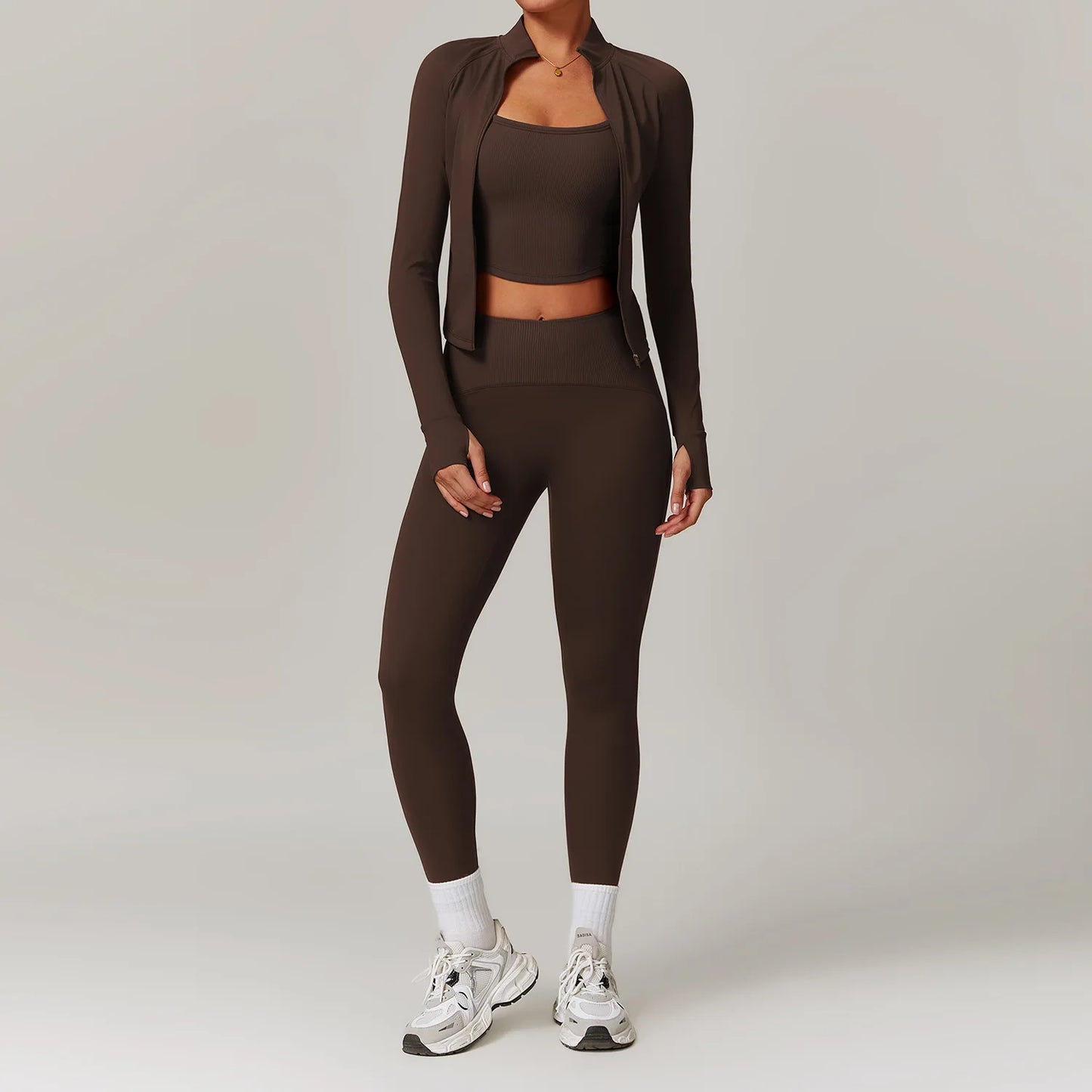Women Yoga Set Jacket Bra Leggings