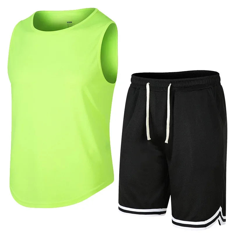 Men Sportswear Set Mesh Tank Shorts