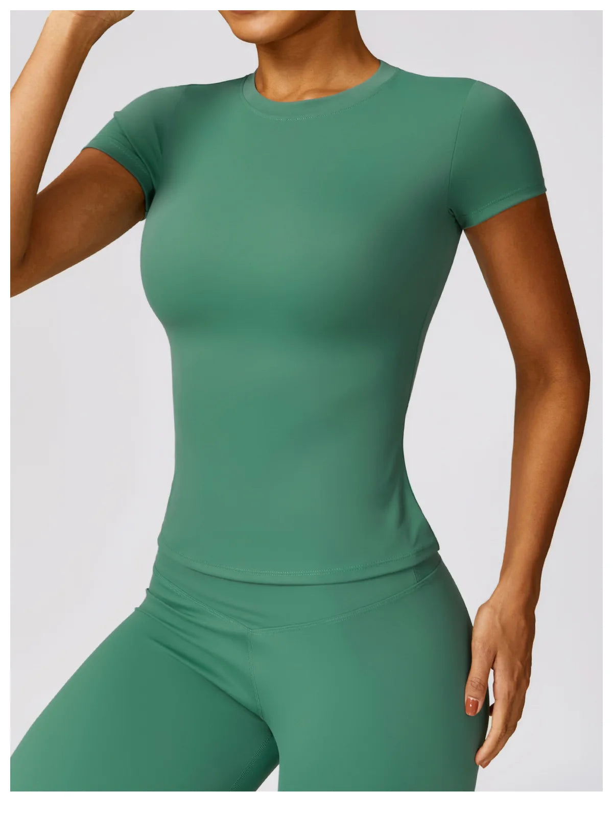 Women Yoga Set Pink Short Sleeve