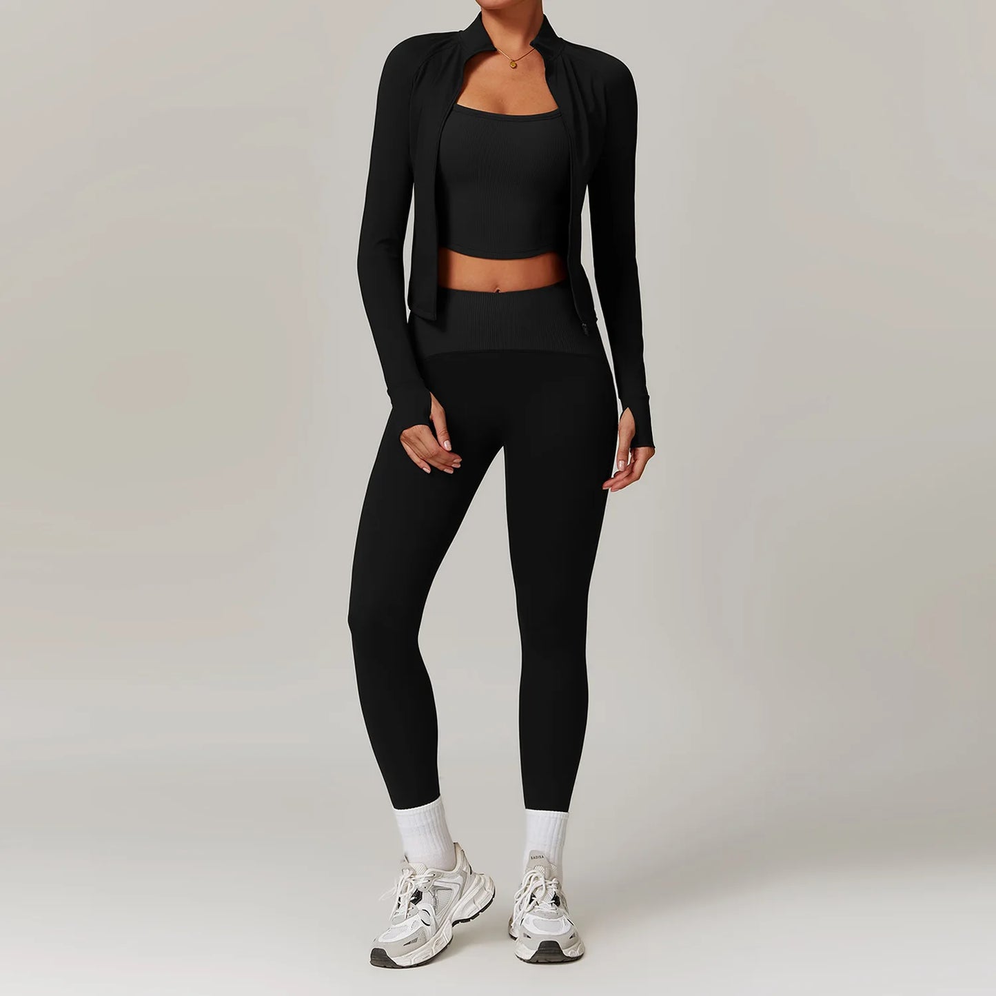 Women Yoga Set Jacket Bra Leggings