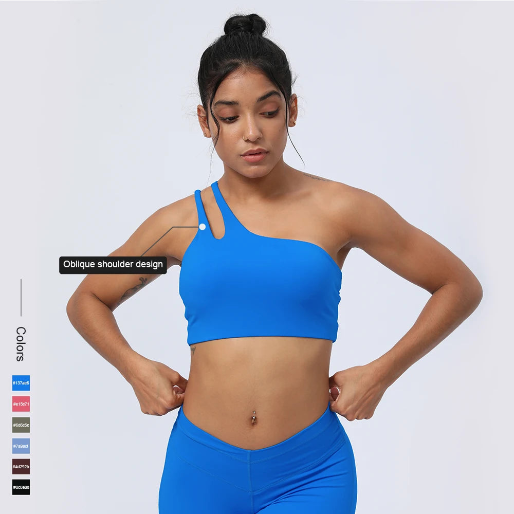 Women Sports Bra One Shoulder
