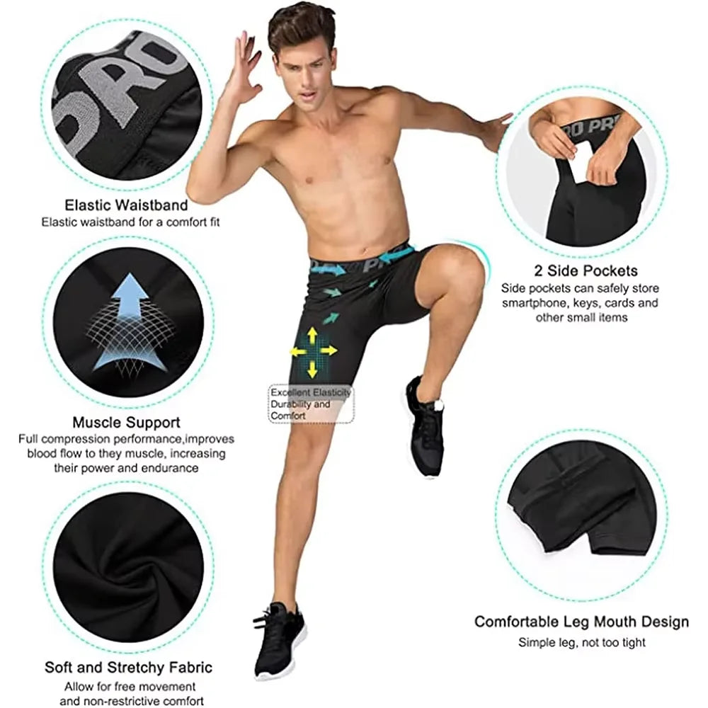 Men Gym Shorts Compression 3 Pack