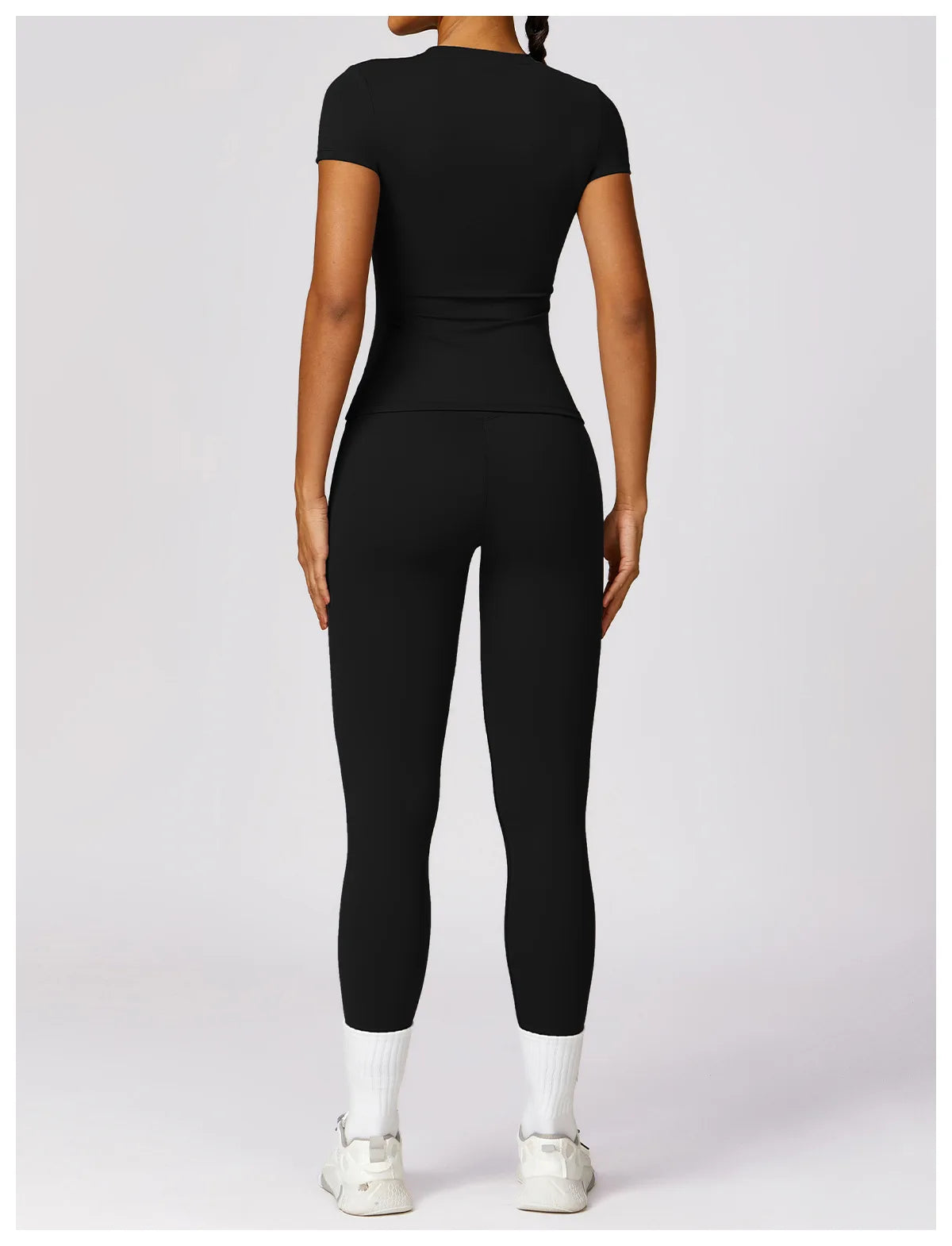 Women Yoga Set Pink Short Sleeve