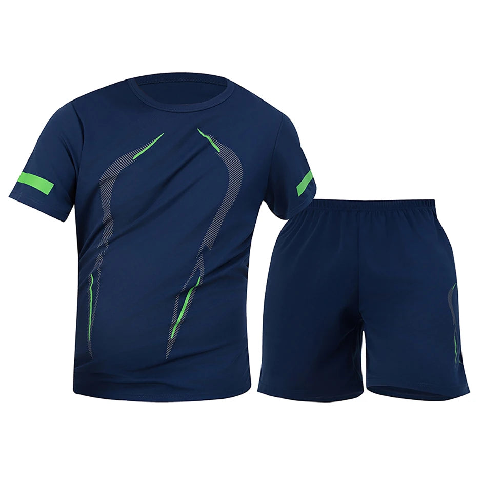 Men Sports Set Mesh Shirt Shorts