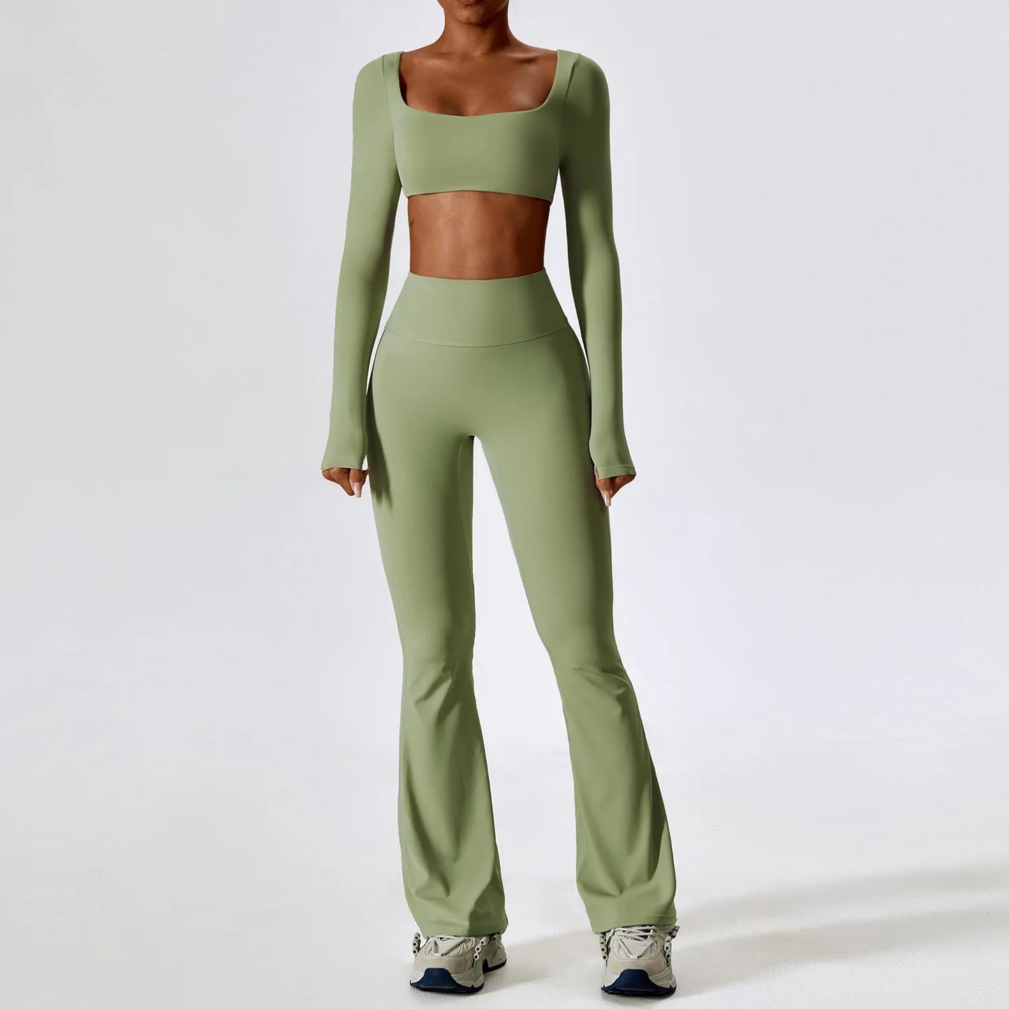 Women Tracksuit Yoga Set Crop Leggings