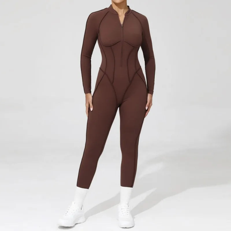 Women Jumpsuit Peach Hip Zipper