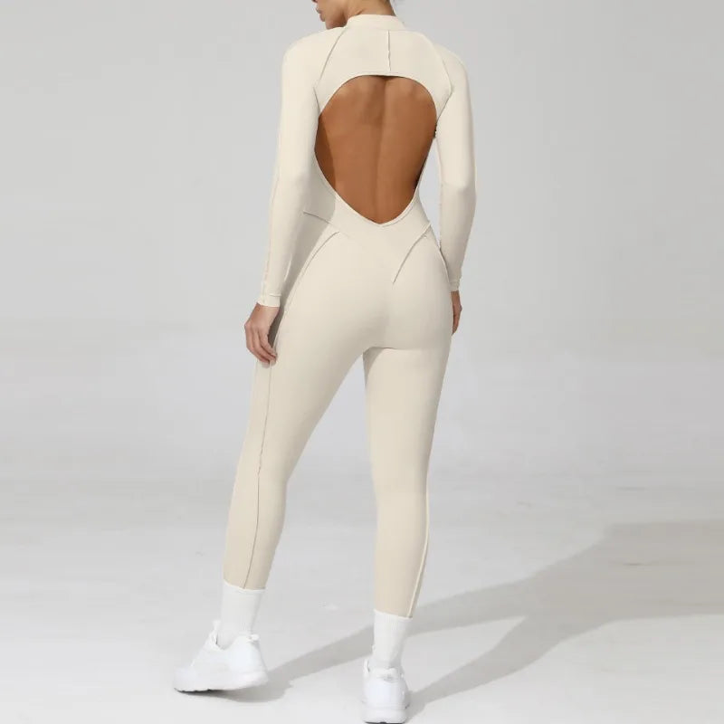 Women Jumpsuit Peach Hip Zipper