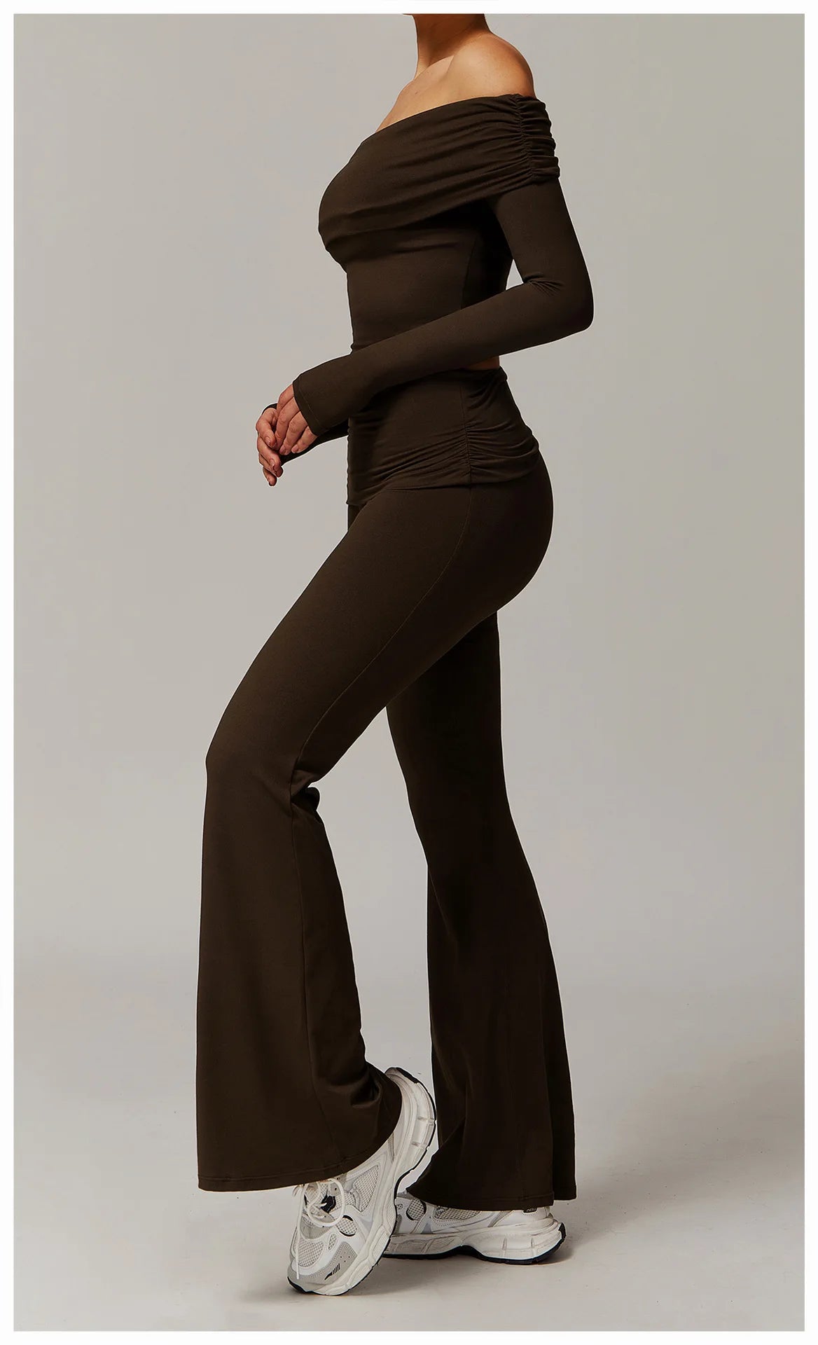 Women Yoga Set Long Sleeve Bell Pants