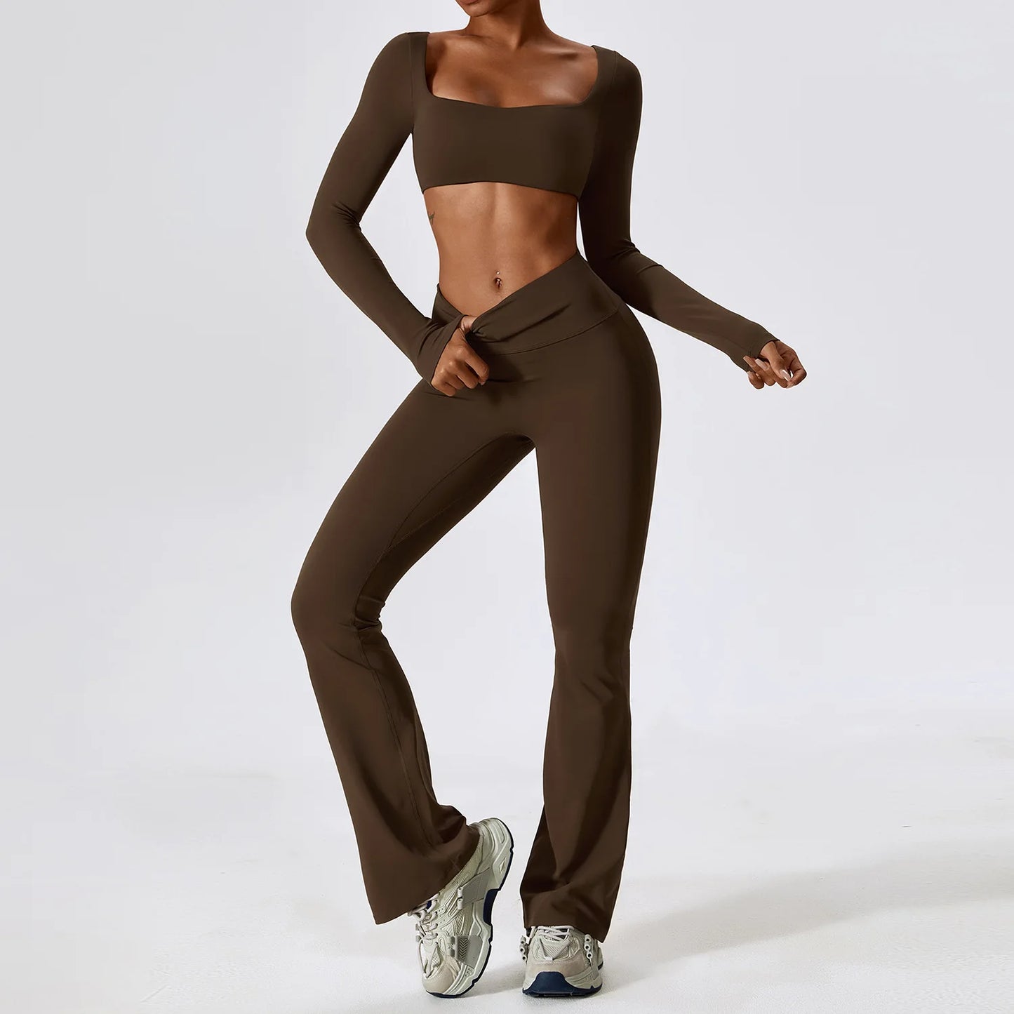 Women Tracksuit Yoga Set Crop Leggings