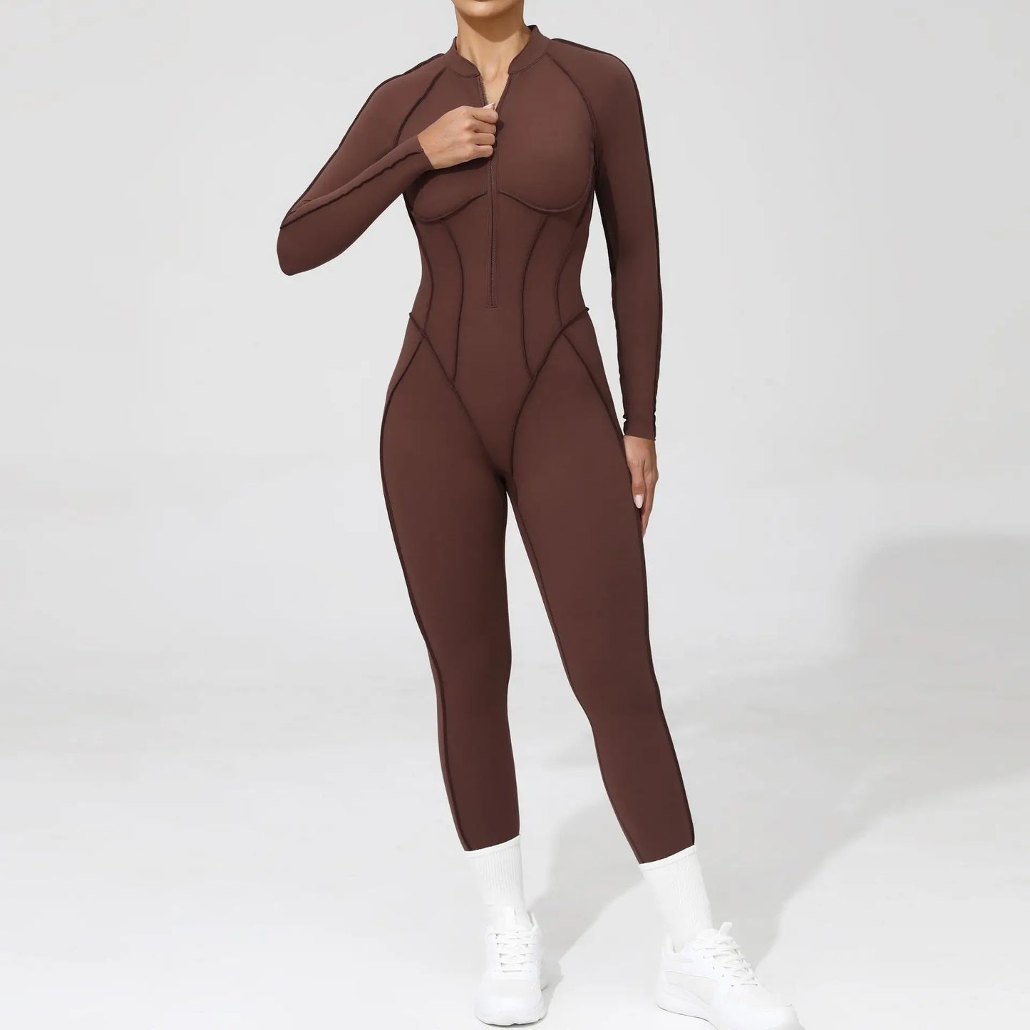 Women Jumpsuit Peach Hip Zipper