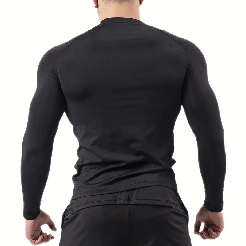Men Compression Shirt Long Sleeve Spider Print